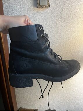 Timberland Women's Black Lace-Up Leather Ankle Boots